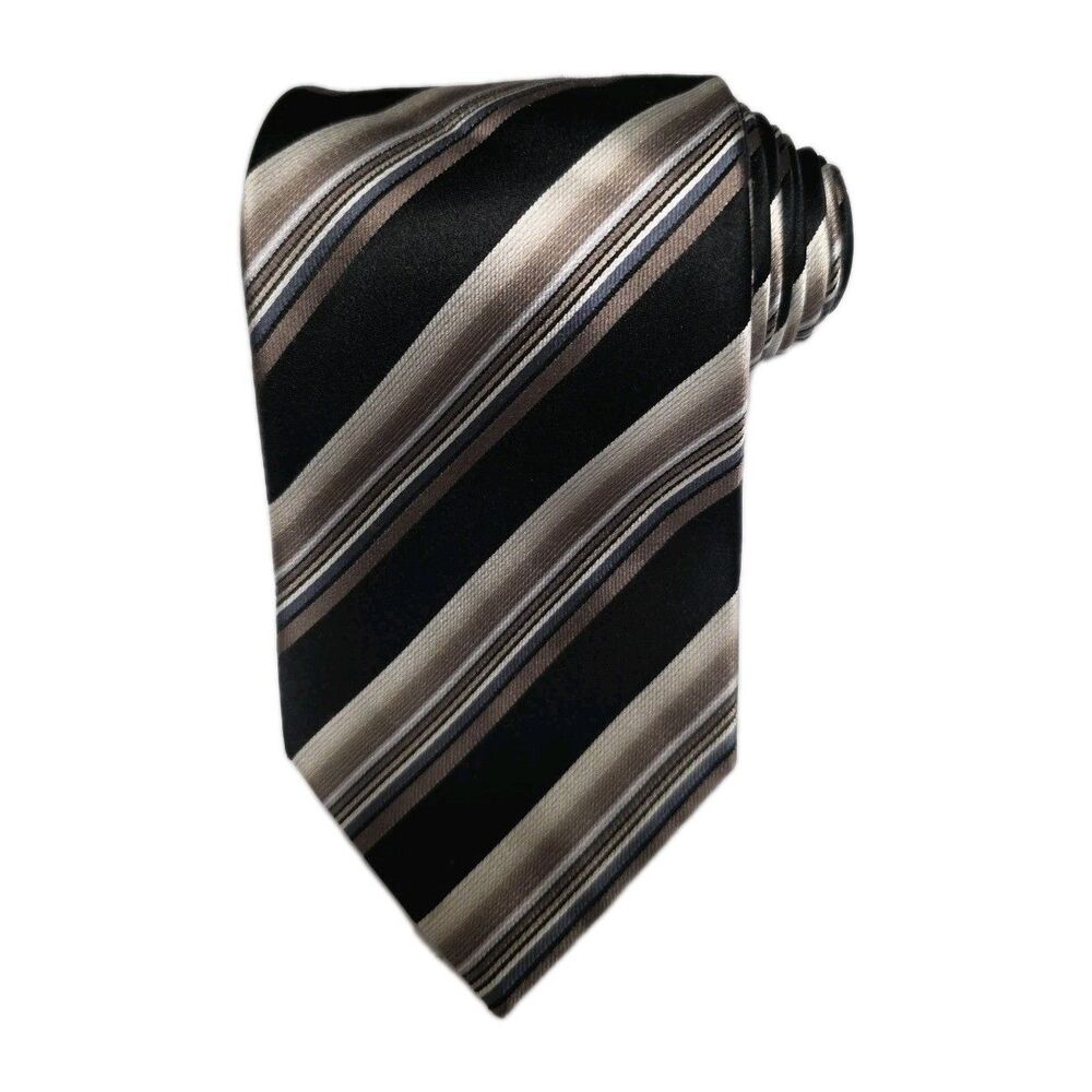 Geoffrey Beene Handmade 100% Silk Necktie Tie Striped 59" L, 3.75" W